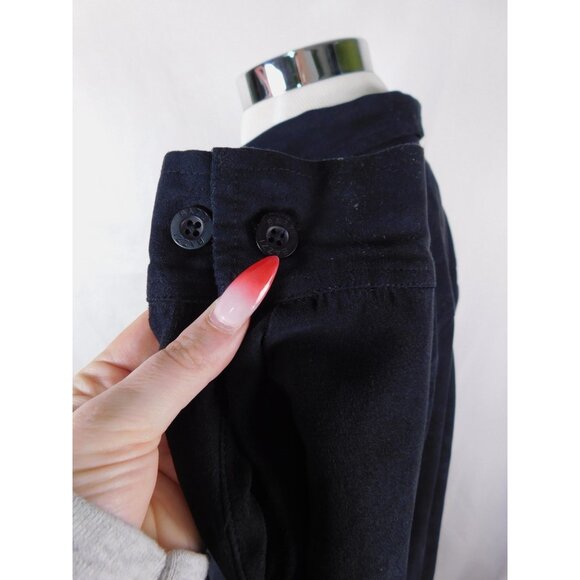 Bazzi Shirt Mens XL Navy Blue Long Sleeve Button Front Suede-Like Polyester - Picture 5 of 11